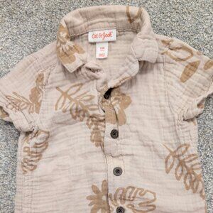 Cat & Jack Tan Leaf Print Shirt